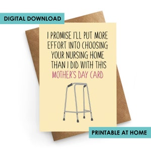 DIGITALER DOWNLOAD, druckbare Muttertagskarte, lustige Muttertagskarte, Muttertagsgeschenk, sofortdownload Karte, Karte für Mama, Karte für Mama