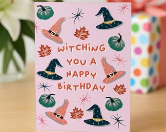 Funny Witch Birthday Card, October Birthday Card, Halloween Birthday Card, Birthday Card Friend, Autumn Birthday Card