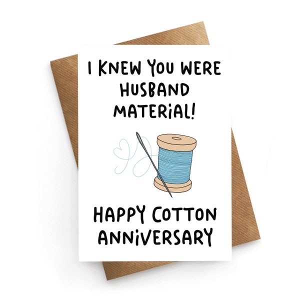 Anniversary Card For Husband, 2nd Anniversary Card From Wife, Cotton Anniversary Card, Cotton Anniversary Gift, Husband Anniversary Card