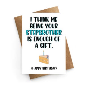 Tarjeta de cumpleaños divertida para hermanastra, tarjeta de cumpleaños para hermanastro, tarjeta de cumpleaños de broma para hermanastro, tarjeta de cumpleaños divertida, regalo de cumpleaños para hermana