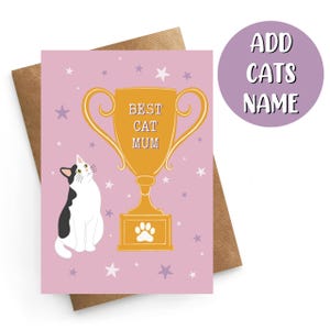 Carte de fête des mères chat, personnalisée fête des mères, carte de maman chat, cadeau de fête des mères chat, carte de maman chat personnalisée