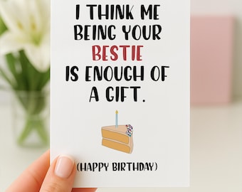 Birthday Card Bestie, Funny Birthday Card, Best Friend Birthday Card, Birthday Gift Bestie, Cute Birthday Card For Her