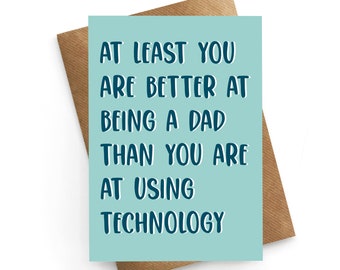 Funny Fathers Day Card, Fathers Day Technology Card, Dad Birthday Card, Funny Dad Card, Card For Dad, Fathers Day Gift