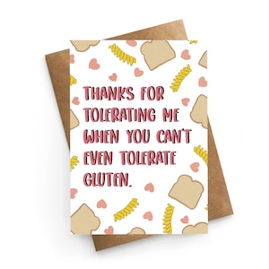 Carte d'anniversaire sans gluten, carte d'anniversaire drôle, carte coeliaque, carte d'anniversaire pour petite amie, anniversaire de petit ami, cadeau sans gluten