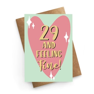 Carte d'anniversaire 29 ans, carte 29e anniversaire, carte d'anniversaire d'un ami, carte d'anniversaire de la fin des années 20, carte de l'année dernière des années 20, carte près de 30 ans, jolie carte