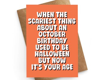 Funny October Birthday Card, Funny Birthday Card Friend, Halloween Birthday Card, Spooky Birthday Card, Friend Birthday Card