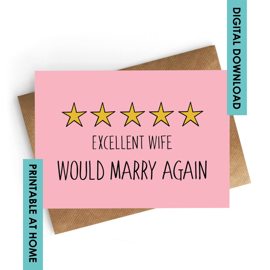 DIGITAL DOWNLOAD, Printable Valentines Card, Anniversary Card for Wife ...