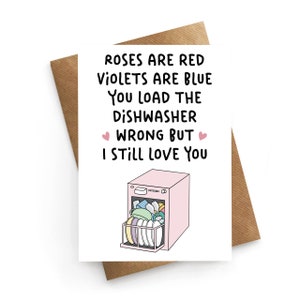 Valentines Card Funny, Dishwasher Card, Boyfriend Valentines Card, Husband Valentines Card, Anniversary Card, Wife Card, Valentines Gift Him