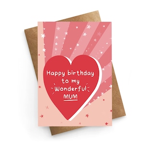 Birthday Card Mum, Cute Birthday Card Mum, Mum Card, Birthday Card From Daughter, Birthday Gift For Mum, Cute Birthday Mum