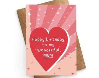 Birthday Card Mum, Cute Birthday Card Mum, Mum Card, Birthday Card From Daughter, Birthday Gift For Mum, Cute Birthday Mum