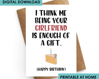 Printable Birthday Card Boyfriend, Birthday Card For Him, Funny Birthday Card, Instant Download Card, Birthday Gift For Him, Boyfriend