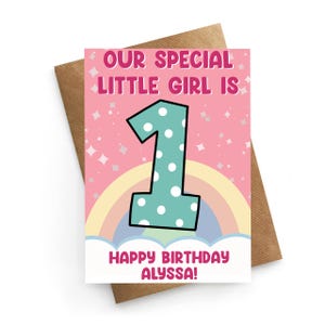 Biglietto personalizzato per il 1° compleanno, Biglietto per il 1° compleanno della figlia, Biglietto per il 1° compleanno del bambino, Personalizza il compleanno di un anno, Biglietto per il 1° compleanno
