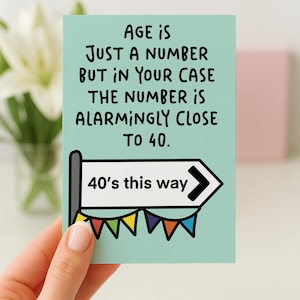 Tarjeta divertida para el 39.º cumpleaños, tarjeta para los 30, tarjeta para el 40 del próximo año, tarjeta para el último año de tus 30, tarjeta divertida para el envejecimiento, cumpleaños para él.