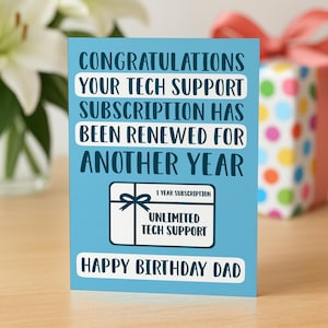 Dad Birthday Card, Funny Dad Birthday Card, Birthday Card From Daughter, Dad Birthday Gift, Tech Support Card