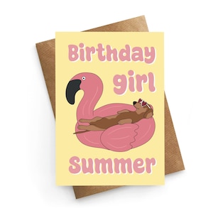 Tarjeta de cumpleaños de perro salchicha, tarjeta de cumpleaños divertida, chica sexy de verano, tarjeta de perro salchicha, linda tarjeta de cumpleaños para un amigo, cumpleaños de tu mejor amigo