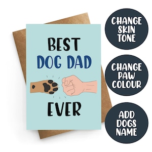 Verjaardagskaart van hond, gepersonaliseerde kaart van hond, gepersonaliseerde vaderdagkaart, beste hondenvader ooit, verjaardagskaart van de hond
