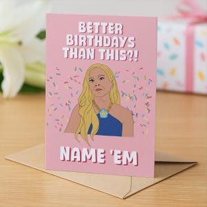 Tarjeta de cumpleaños de amas de casa reales, tarjeta de cumpleaños divertida, regalo de amas de casa reales, tarjeta de cumpleaños para mejor amiga, tarjeta de cumpleaños divertida de Sutton con nombre.
