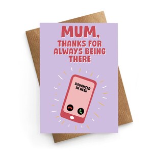 Cartão de dia das mães, cartão fofo de dia das mães, cartão de mãe, cartão fofo para mãe, presente de dia das mães, cartão de mãe sempre lá para mim, ligue para a mãe