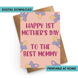 DOWNLOAD DIGITAL, cartão de dia das mães para impressão, primeiro dia das mães, cartão de nova mãe, cartão de download instantâneo, cartão de mãe
