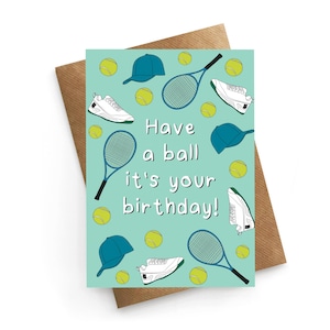Biglietto di auguri per il tennis, biglietto di auguri per il fidanzato, biglietto per l'amante del tennis, biglietto di auguri per il marito, biglietto di auguri divertente per lui, biglietto di auguri per la moglie
