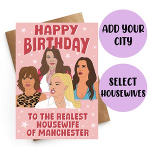 Cartão de aniversário Real Housewives, Cartão personalizado Housewives, Cartão de aniversário engraçado, Cartão de amiga Real Housewives, Aniversário de reality show,