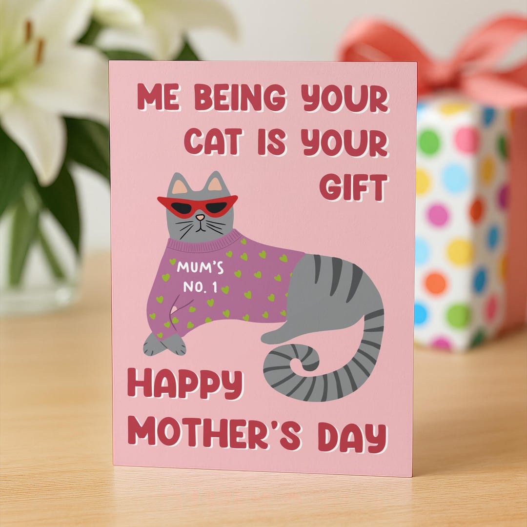 Mothers Day Card From the Cat, Cat Mothers Day Card, Funny Mothers Day ...