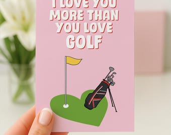 Tarjeta de San Valentín divertida, tarjeta de San Valentín para tu esposo, tarjeta de San Valentín para golfistas, tarjeta de golf divertida, tarjeta de cumpleaños divertida para un aficionado, regalo de golf.