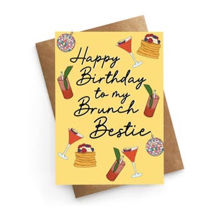 Meilleur ami de carte d'anniversaire, carte d'anniversaire brunch sans fond, carte d'ami mignon, ami de carte d'anniversaire, cadeau d'anniversaire de meilleur ami