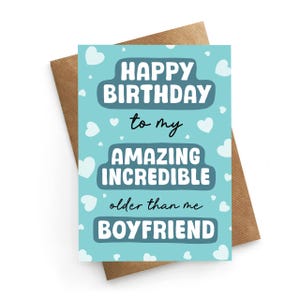 Cartão de aniversário para namorado, Cartão de aniversário engraçado, Mais velho que eu, Cartão de aniversário engraçado para ele, Cartão de namorada, Cartão de aniversário