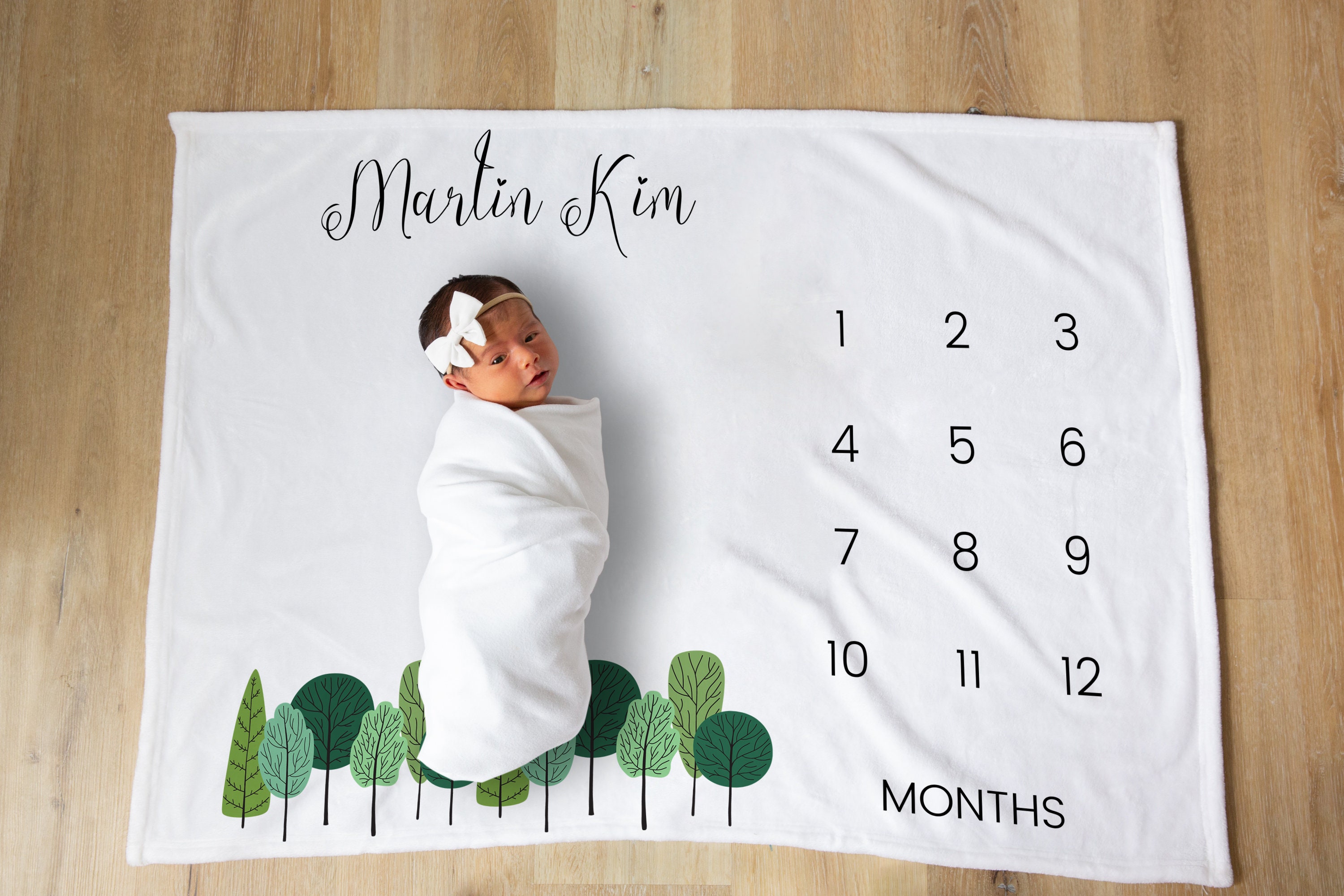 Tree Baby Milestone Blanket Baby Growth Chart Blanket Etsy