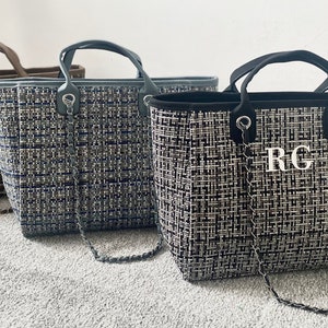 Personalized Beach Tote Bag, Women&#39;s Travel Handbag, Initial Hand Bag, Airport Bag, Bridesmaid Bag