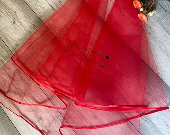 Personalised Hen Party Veil, personalised Red veil, Bride to be veil, Hen veil, team bride veil, customised Red Veil, Future Bride veil