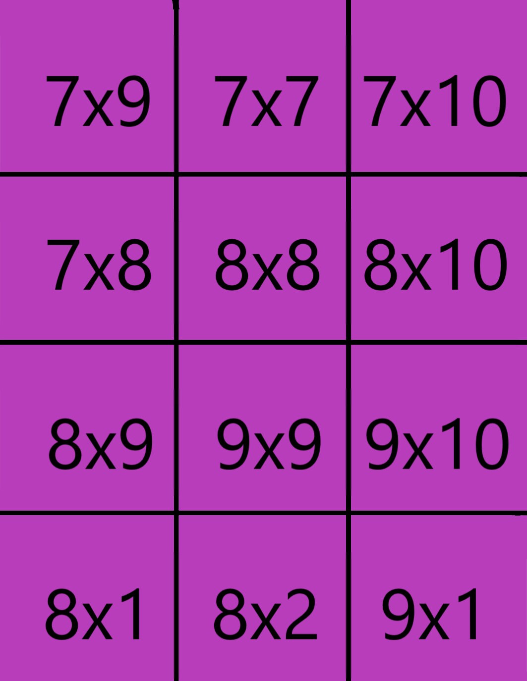 Multiplication Bingo Etsy