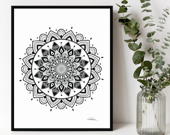 A4 Geometric Mandala Print | Meditation Art Poster | Contemporary | Abstract | Boho Wall Art | Home Office Art |Yoga Art | Relaxation Print