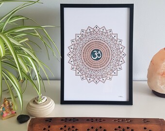 A4 Gayatri Mantra Mandala Print | Prayer, Meditation Poster | Indian Art | Yoga Artwork | Sanskrit | Housewarming Gift |Om/Aum |Meaningful