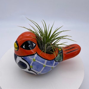 Small Orange Bird Talavera Succulent Planter | Mexican Ceramic Pottery with Live Plant