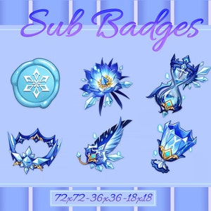 Genshin Cryo Sub Badges // Genshin Badges // Genshin Artifact Badges // Sub Badges // Blue Sub Badges // Cute Sub Badges