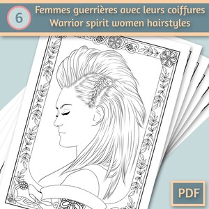 6 coloring warrior spirit women hairstyles | Coloring book adult | Coloring book pdf | Coloring sheets printable | Coloring ladies download