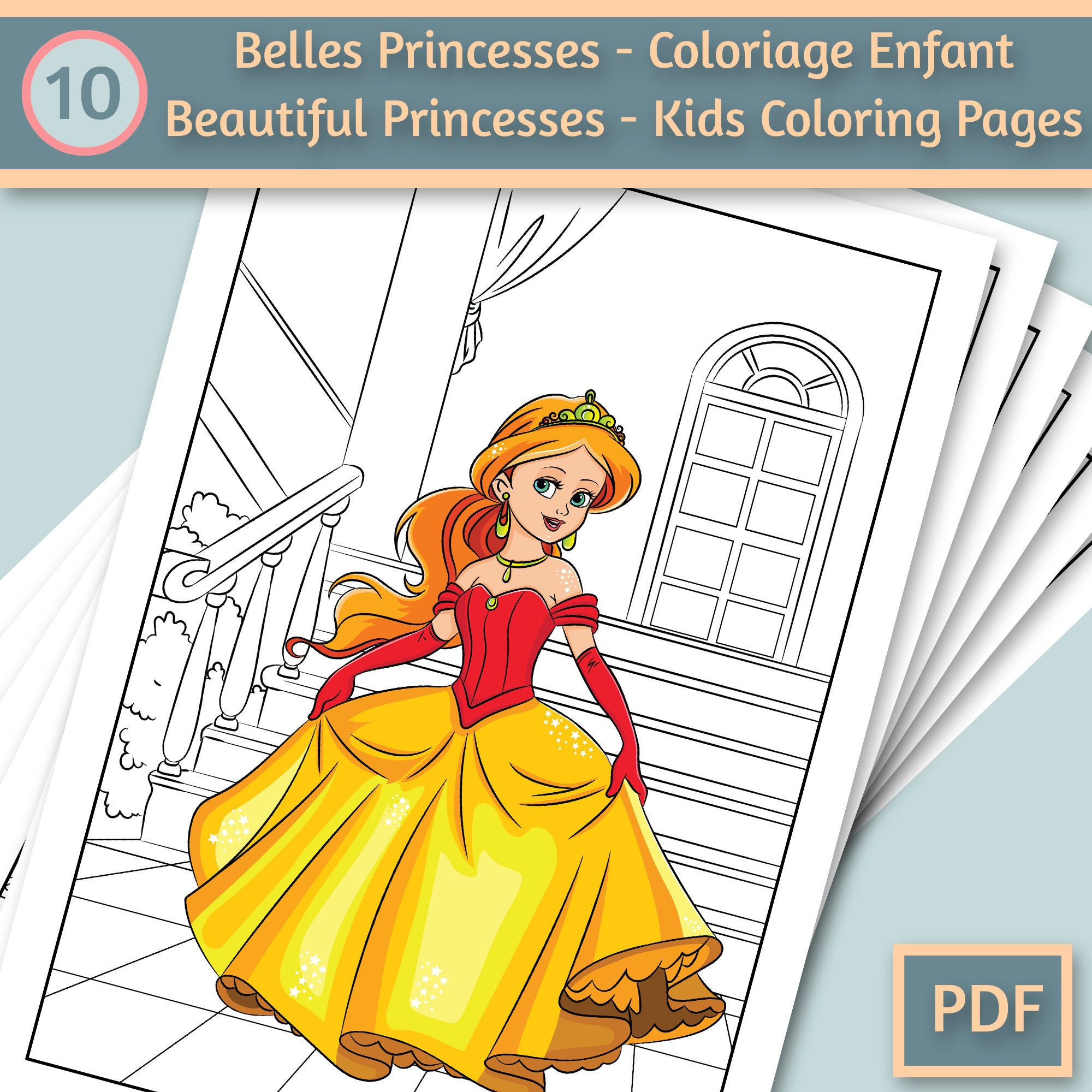 10 princess coloring pages for kids coloring book for kids etsy australia