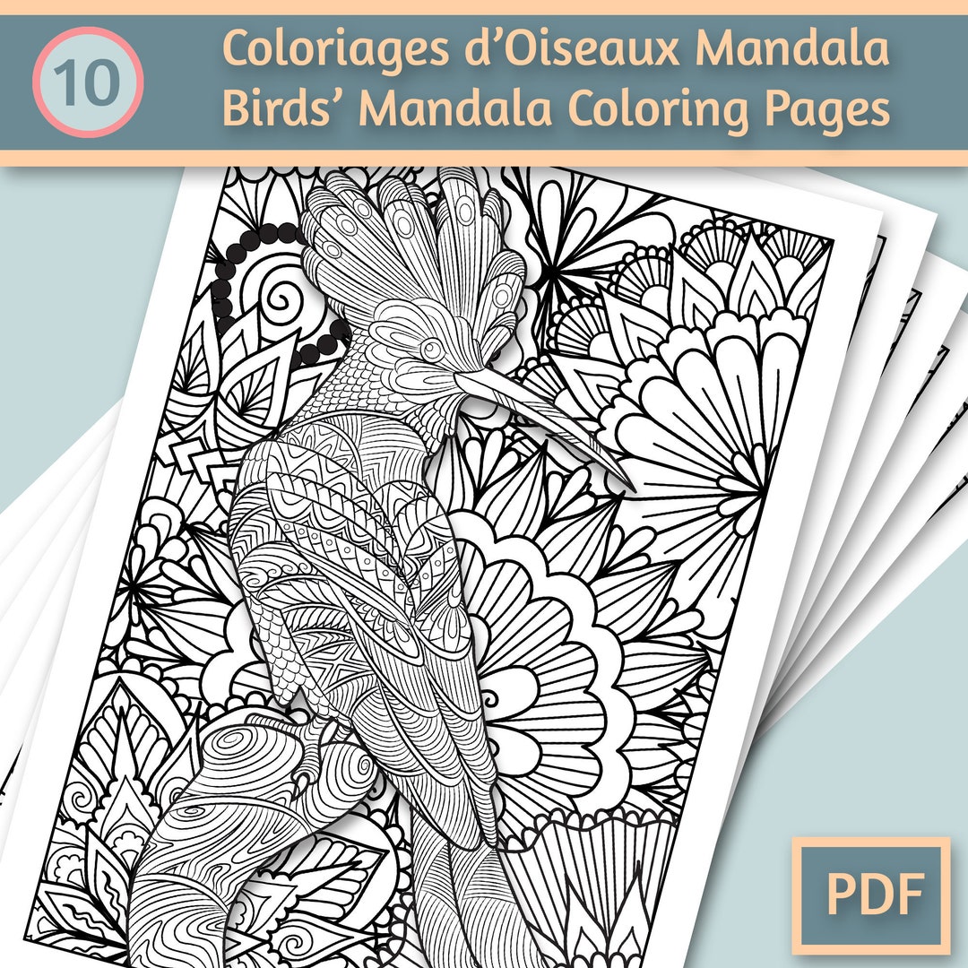 Vogel-Mandala-Malvorlagen PDF-Ausmalbilder für Erwachsene