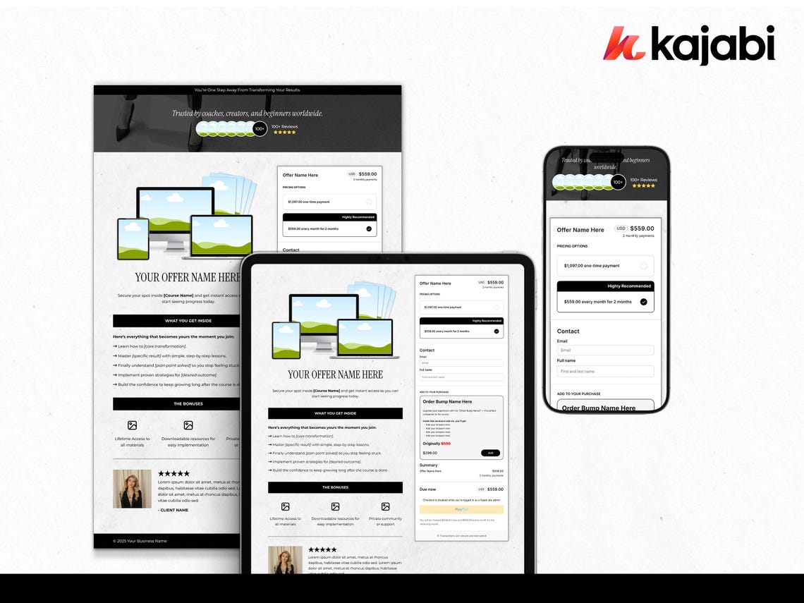 Kajabi Checkout Page Template Design Kajabi for Online Coach & Course ...