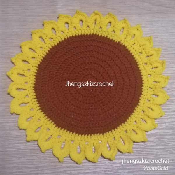 PATTERN Crochet Sunflower Placemat Pattern | Home Decor | Table Cover