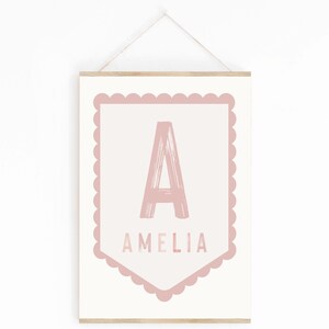 Pink custom initial print, Personalized Girls Name Print, Nursery Initial Monogram Art, girls name printable, pennant name print