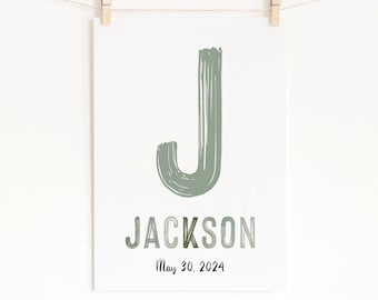 Custom initial print, name printable, personalized name print, personalized initial name print, name print,nursery print, custom birth print