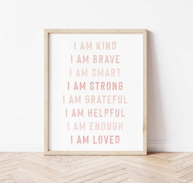 Girls affirmations prints, blush pink affirmations, pink playroom print, girls room print, girls nursery print, affirmations for girls print image 2