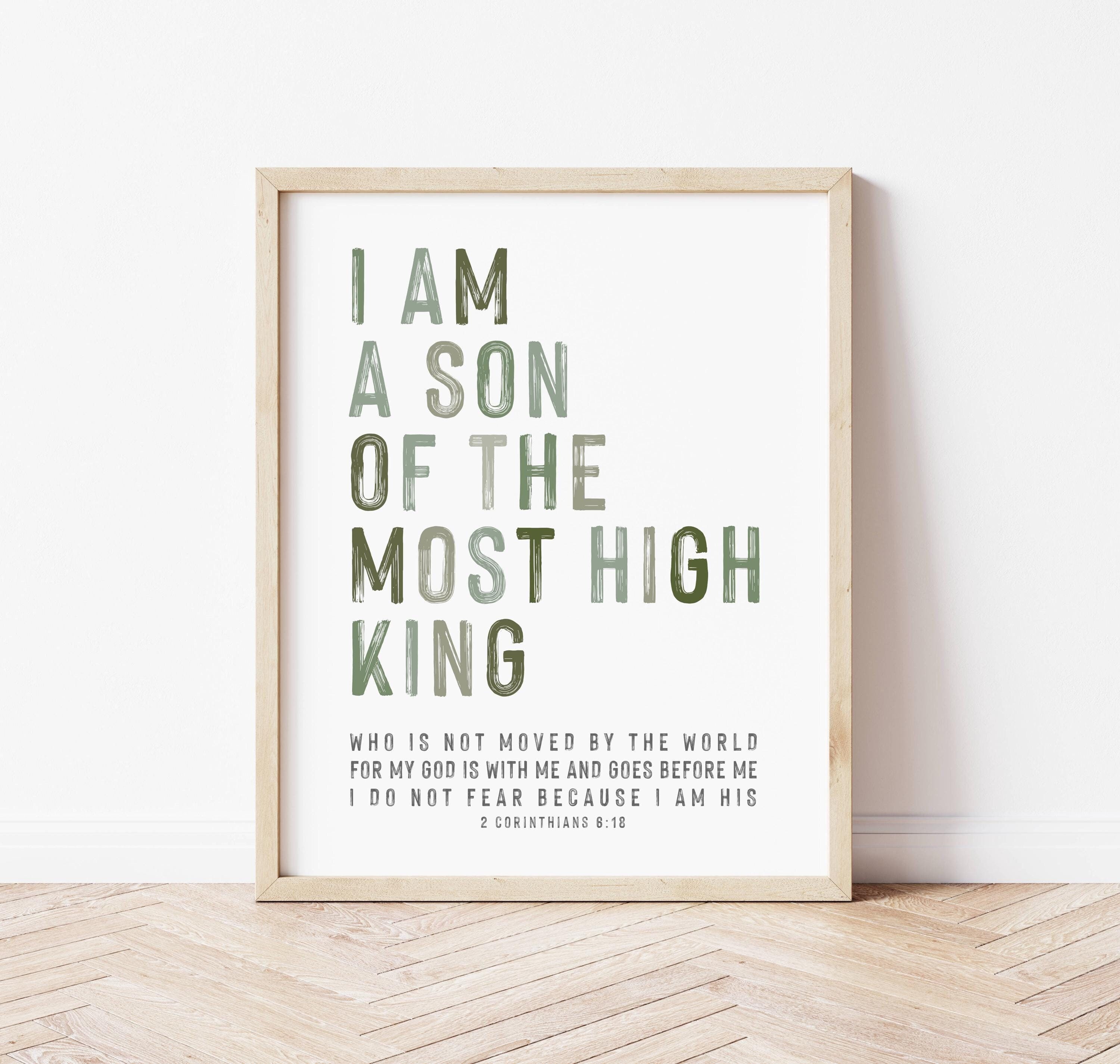 I am a Son of the King print, bible verse wall art, boys bible verse print, Christian wall art, Christian nursery decor, nursery bible verse