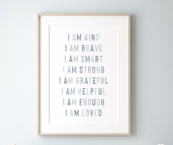 Boys affirmations prints, blue affirmations, playroom print, boys room print, boys nursery print, affirmations for kids print, blue grey art
