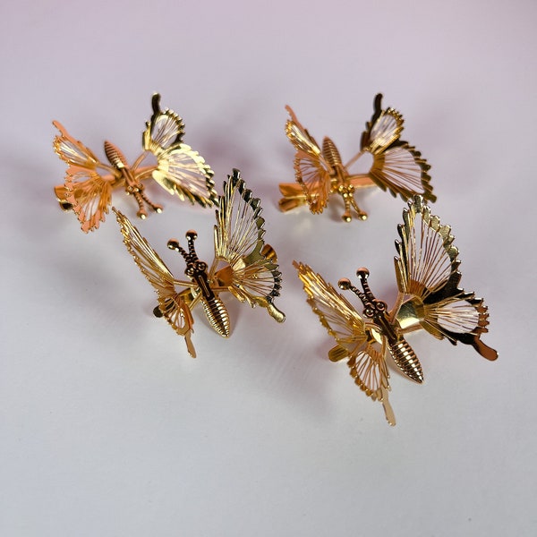 90s butterfly hair clips | Y2K hair accessories | moving wings gold butterfly hair clips | summer festival hair accessories | Gift for Her