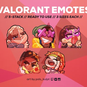 Valorant Twitch Emotes für Luftschlangen // 5 Stack // Sova, Killjoy, Reyna, Phoenix, Skye