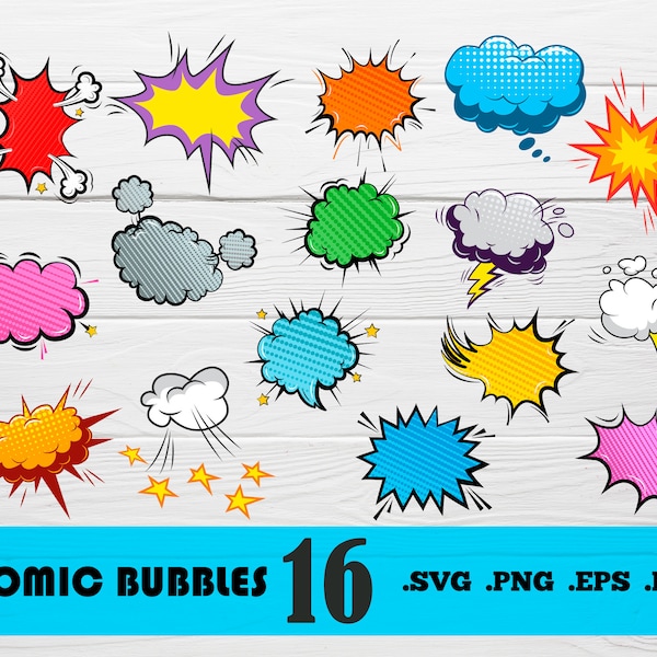 Comic-Blasen Svg, Comic-Buch-Wörter Svg, Superhelden Svg, Bam Pow, Comic-Blase, Sprechblasen Svg, Comic-Blasen Svg, Blasen Clipart, Svg